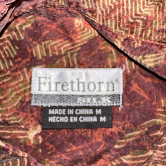 Firethorn Men's Red Muted Hawaiian Silk shirt M 0592 - Picture 4 of 4